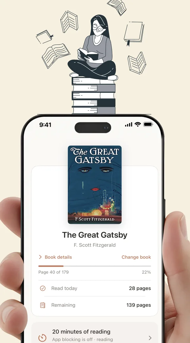 Bookside on an iPhone, showing the book being read and today’s pages